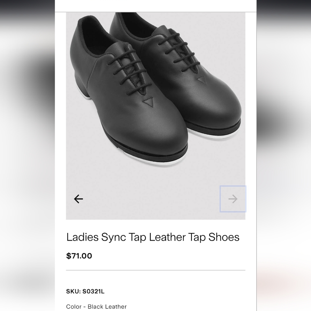 Bloch Black Leather Lace-Up tap shoes 7.5M READ SIZING INFO